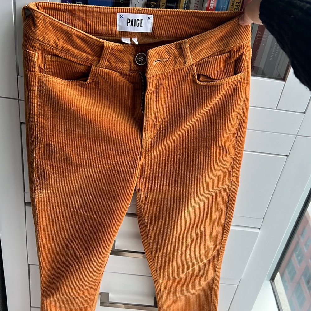 Orange Corduroy Hoxton Ankle Paige Jeans